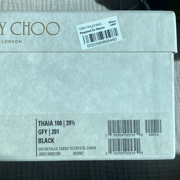 ✨JIMMY CHOO Thaia 100 Strappy High-Heel Crystal Sandals Black Size 39.5 ✨ - Picture 8 of 14